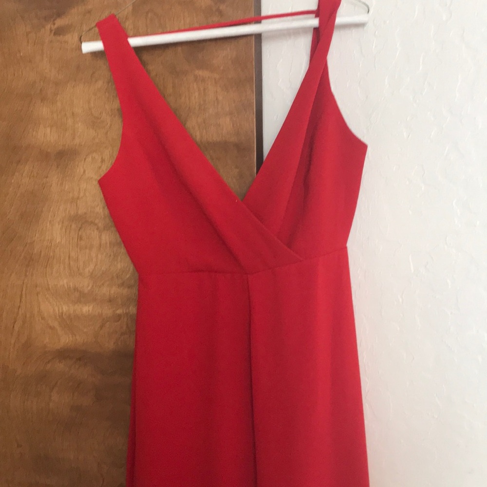 Red open back jumpsuit - Picture 2 of 7